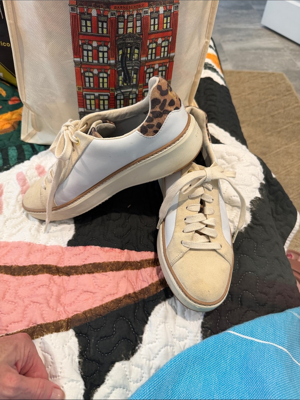 Cole Haan Cream & Leopard Accent Men's Sneakers